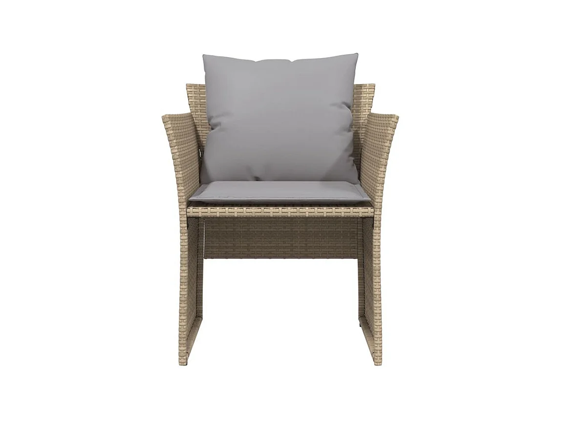 Chaise de jardin avec tabouret beige résine tressée
