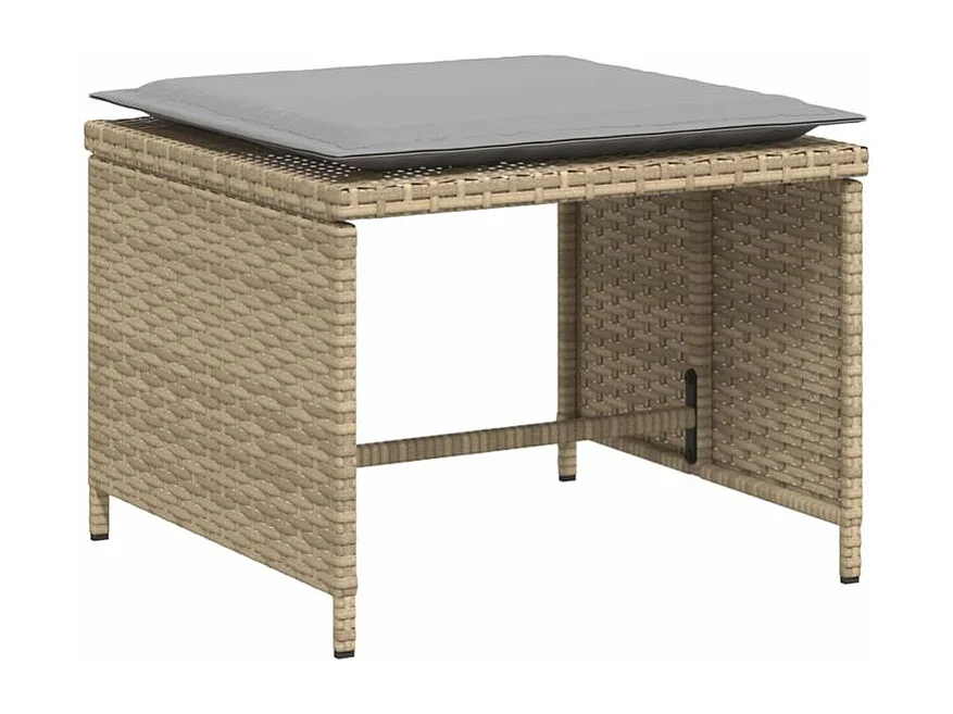 Chaise de jardin avec tabouret beige résine tressée