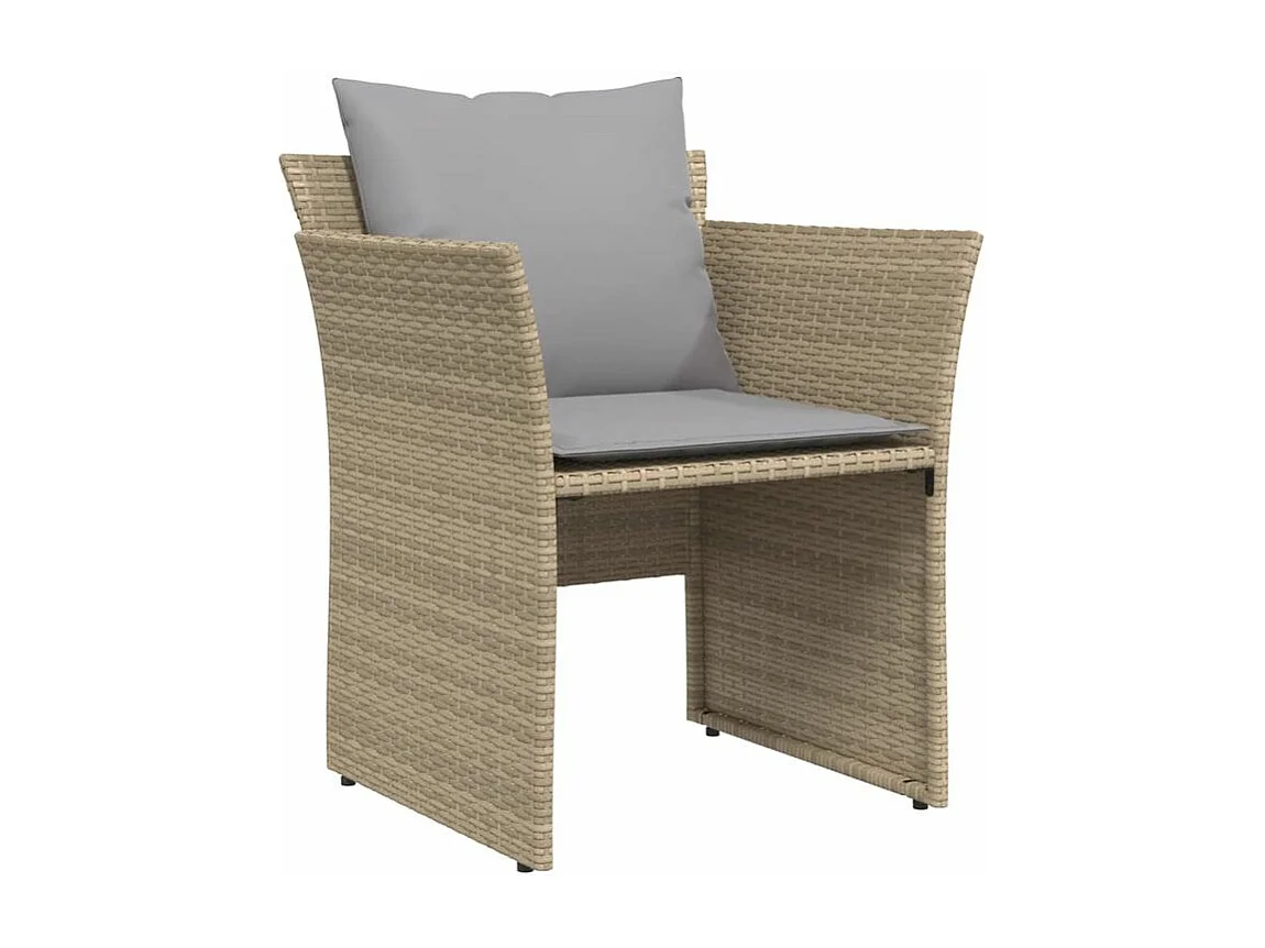 Chaise de jardin avec tabouret beige résine tressée