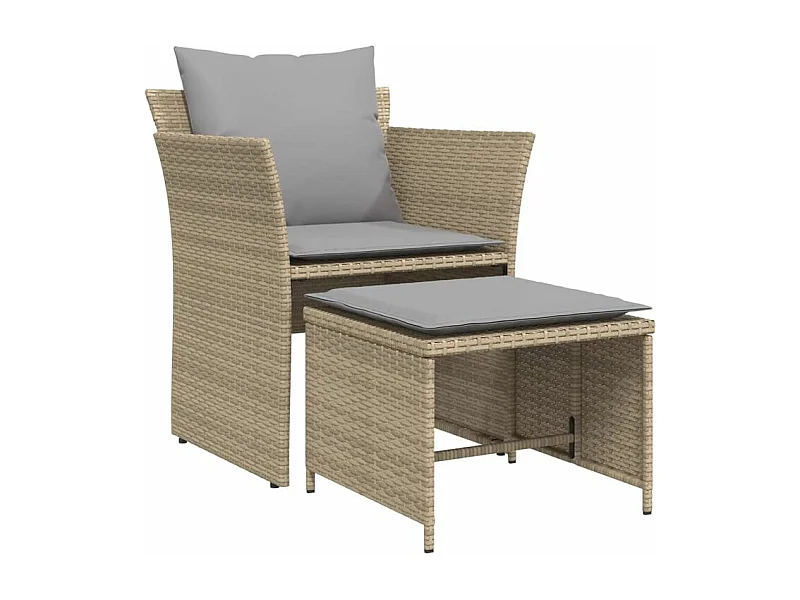 Chaise de jardin avec tabouret beige résine tressée