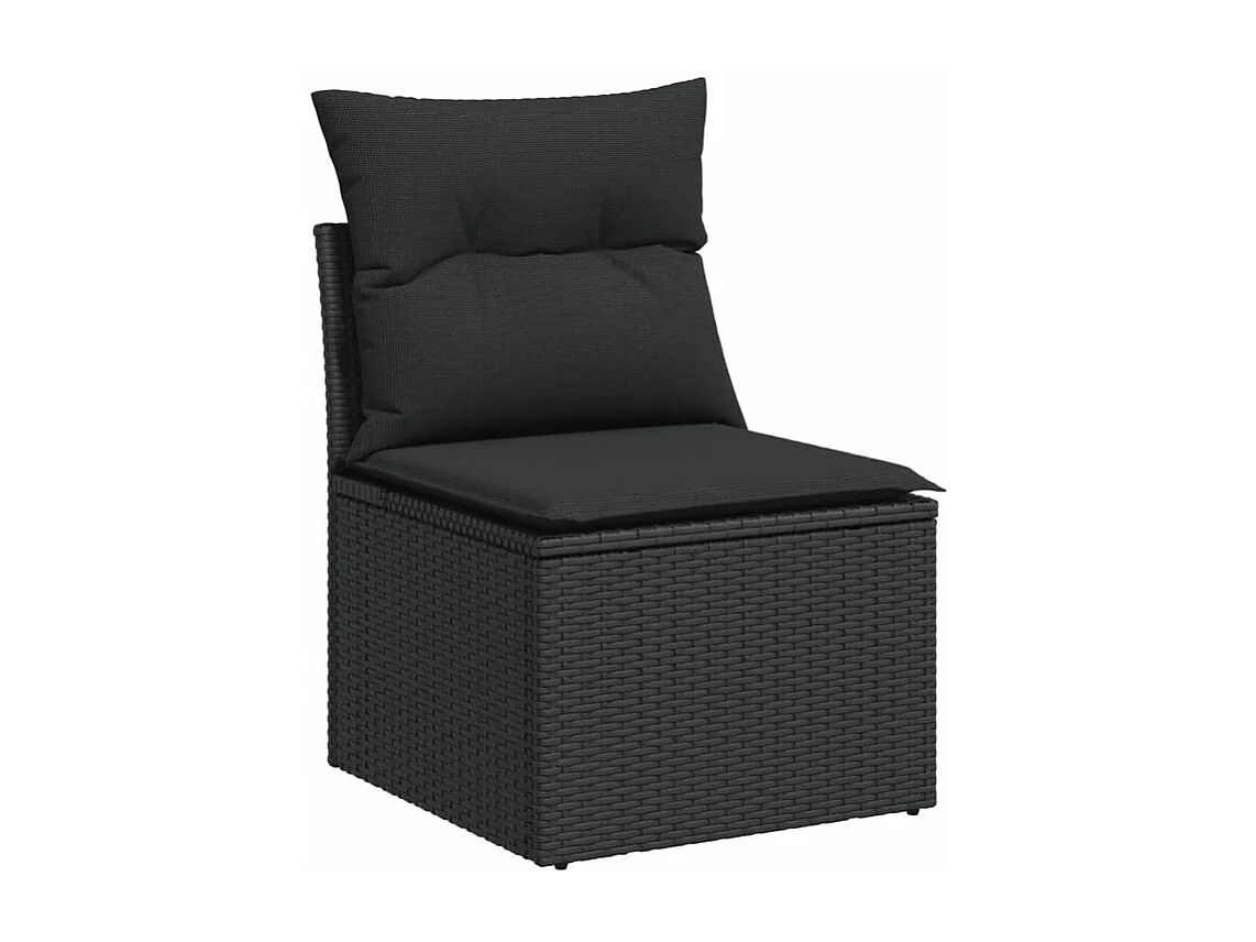 Salon de jardin 6 pcs avec coussins noir résine tressée