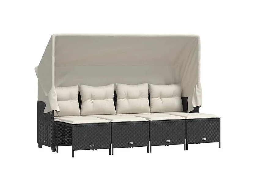 Salon de jardin 5 pcs avec coussins noir résine tressée