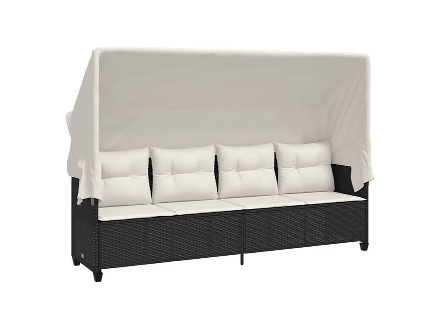 Salon de jardin 5 pcs avec coussins noir résine tressée