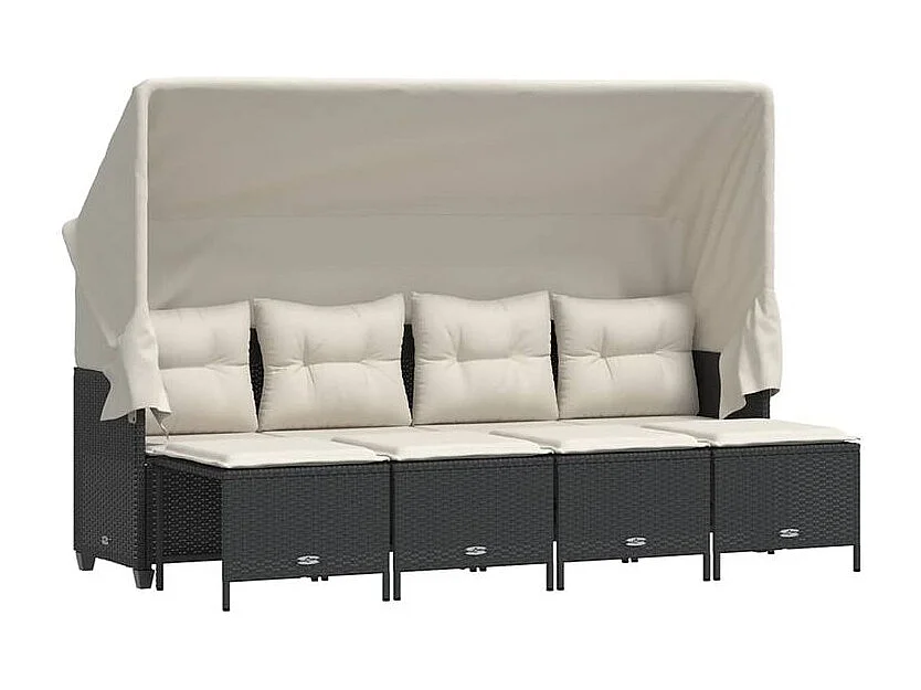 Salon de jardin 5 pcs avec coussins noir résine tressée