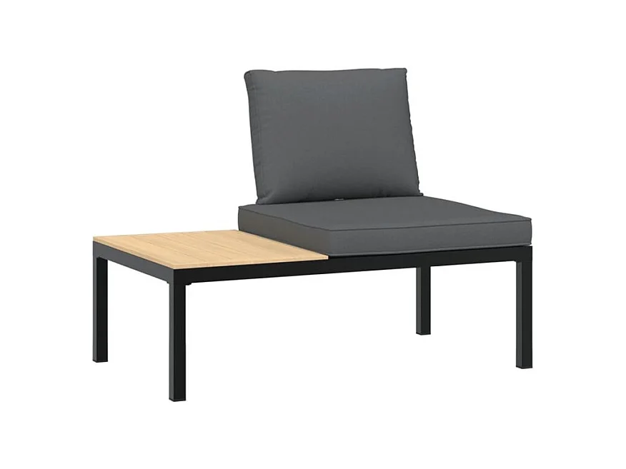 Salon de jardin 2 pcs avec coussins noir aluminium