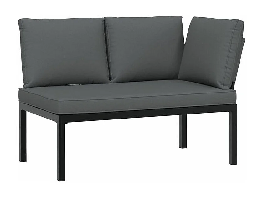 Salon de jardin 2 pcs avec coussins noir aluminium