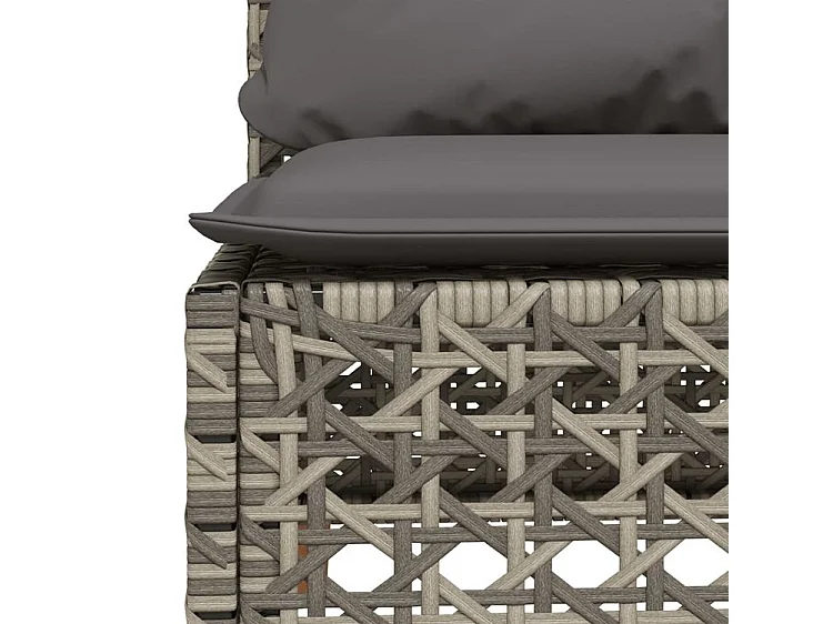 Canapé de jardin sans accoudoirs coussins gris résine tressée