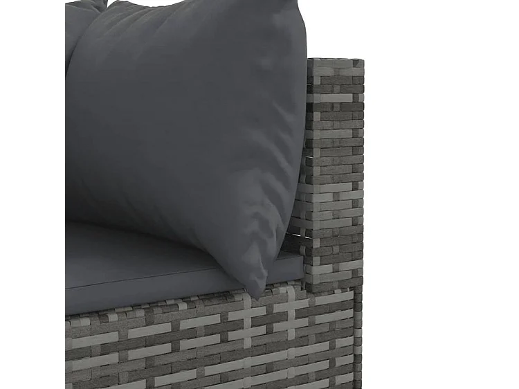 Salon de jardin 7 pcs avec coussins Gris Résine tressée