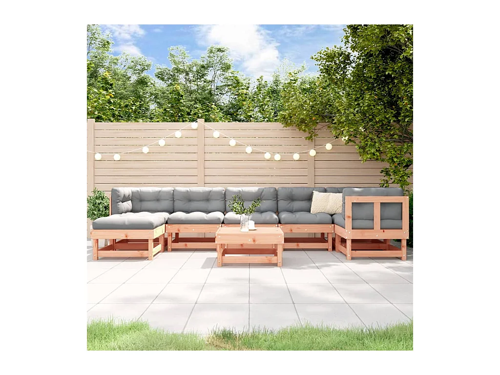 Salon de jardin 8 pcs avec coussins bois massif douglas
