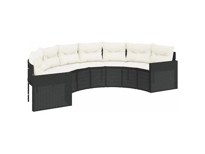 Salon de jardin 2 pcs demi-rond noir résine tressée