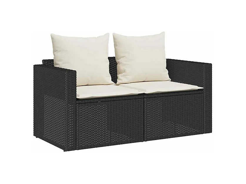 Salon de jardin 5 pcs avec coussins empilable noir polyrotin