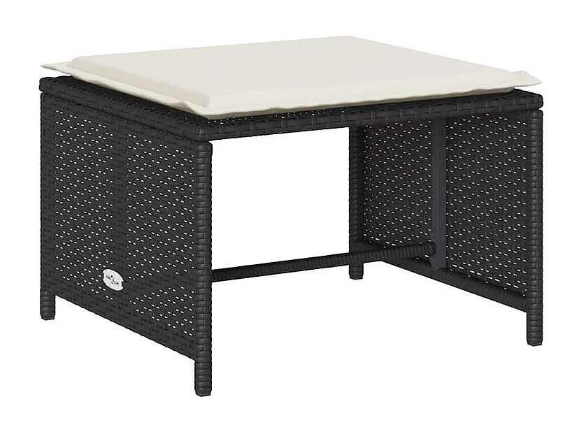 Salon de jardin 5 pcs avec coussins empilable noir polyrotin