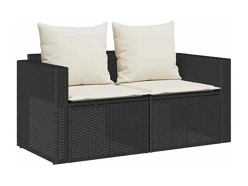 Salon de jardin 5 pcs avec coussins empilable noir polyrotin