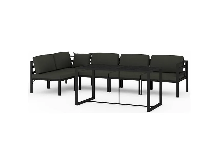 Salon de jardin 6 pcs avec coussins Aluminium Anthracite
