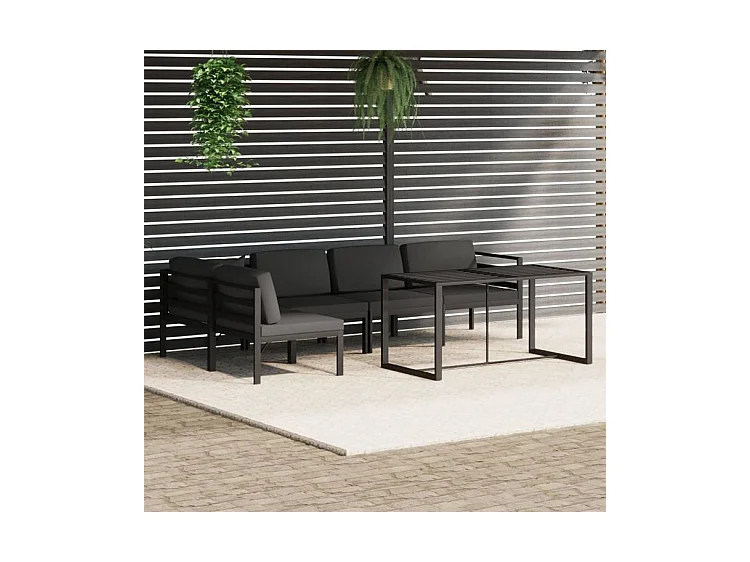 Salon de jardin 6 pcs avec coussins Aluminium Anthracite