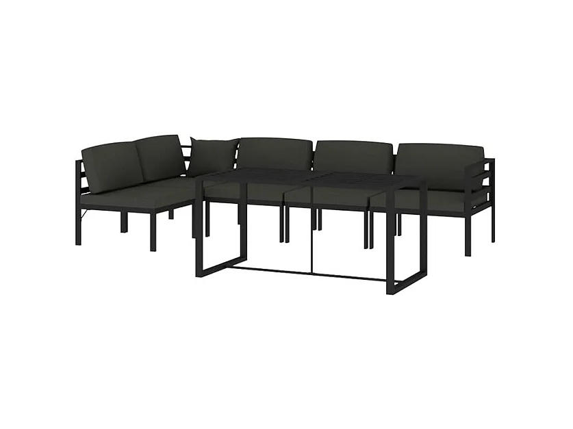 Salon de jardin 6 pcs avec coussins Aluminium Anthracite
