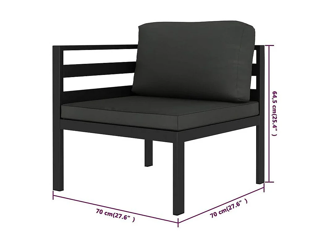 Salon de jardin 6 pcs avec coussins Aluminium Anthracite