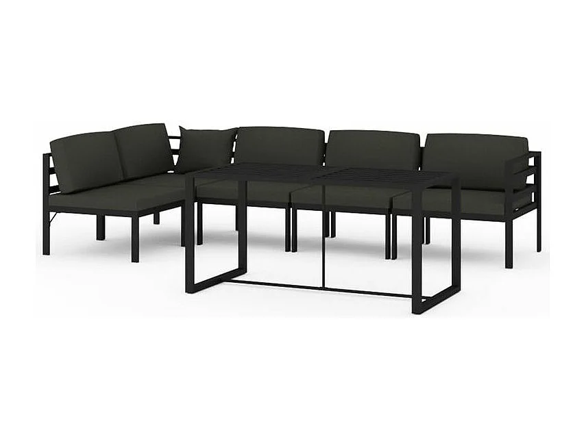 Salon de jardin 6 pcs avec coussins Aluminium Anthracite