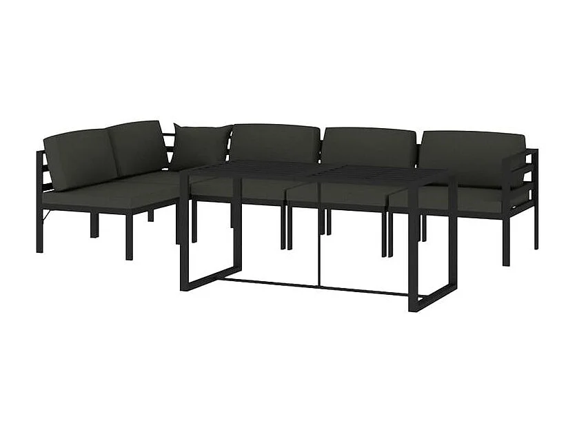 Salon de jardin 6 pcs avec coussins Aluminium Anthracite
