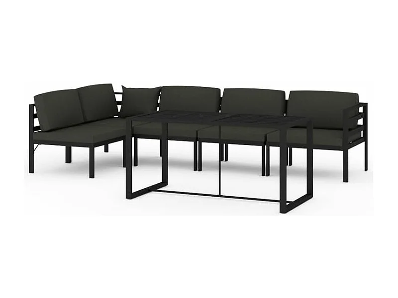 Salon de jardin 6 pcs avec coussins Aluminium Anthracite