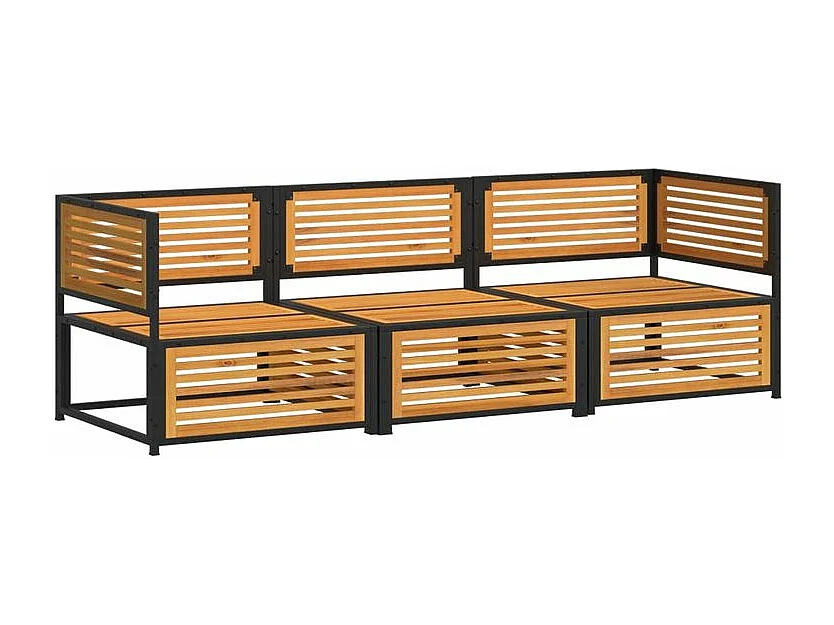 Salon de jardin avec coussins 3 pcs bois massif d'acacia