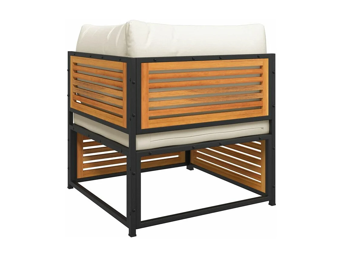 Salon de jardin avec coussins 3 pcs bois massif d'acacia