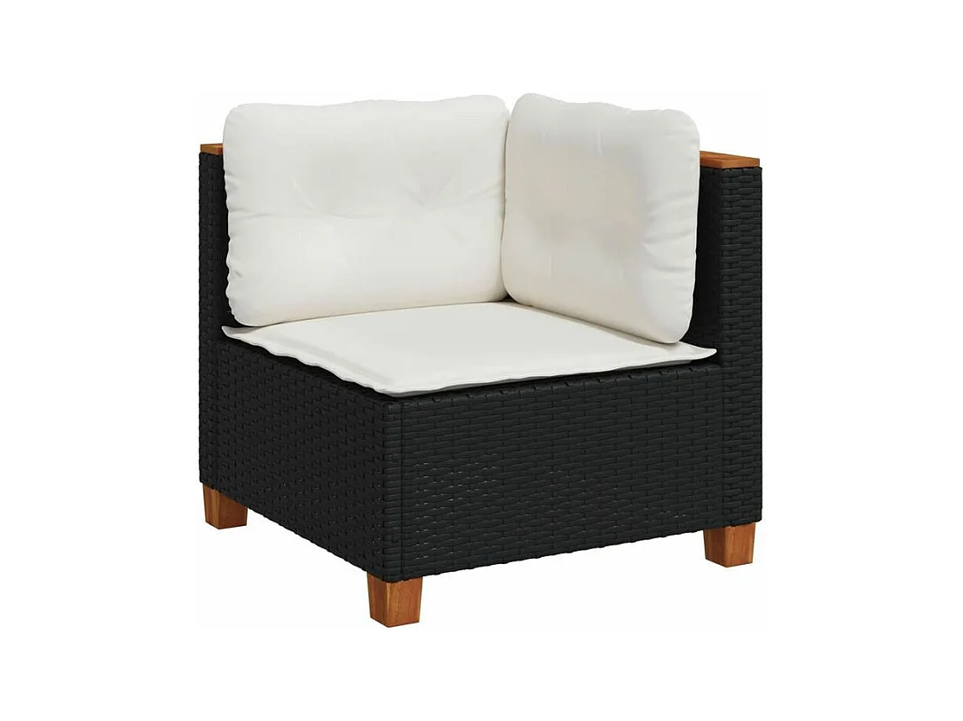 Salon de jardin 7 pcs avec coussins noir résine tressée