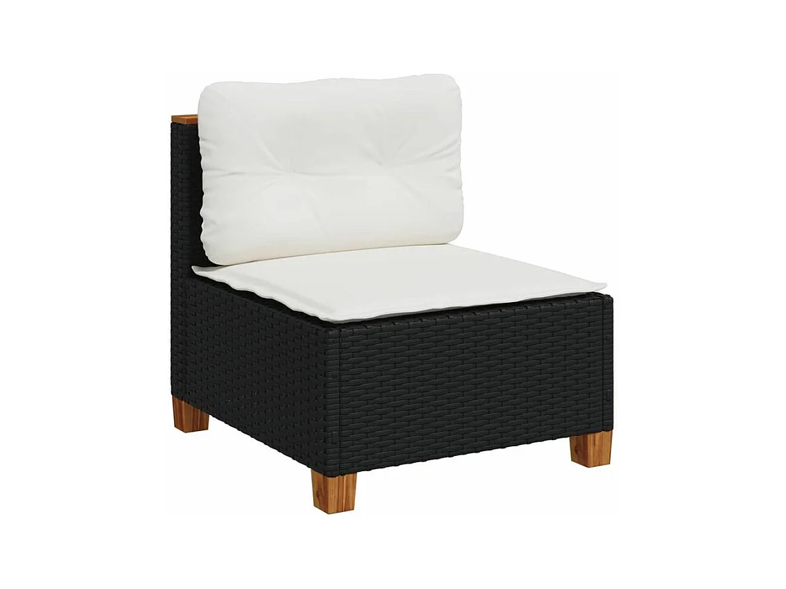 Salon de jardin 7 pcs avec coussins noir résine tressée