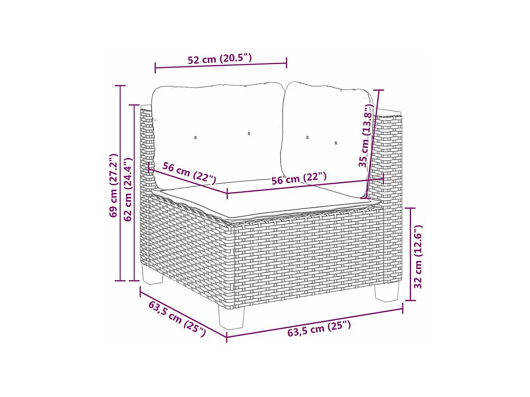 Salon de jardin 7 pcs avec coussins noir résine tressée
