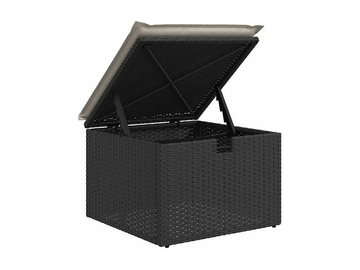 Salon de jardin 6 pcs avec coussins noir résine tressée