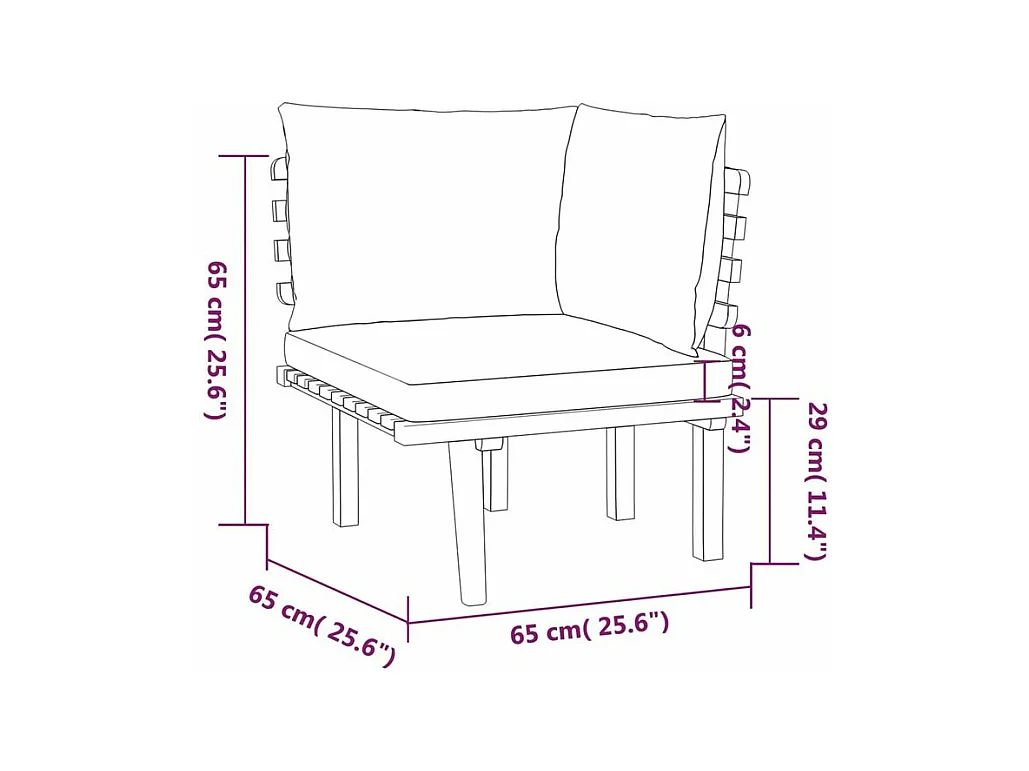 Salon de jardin 11 pcs avec coussins Bois d'acacia solide