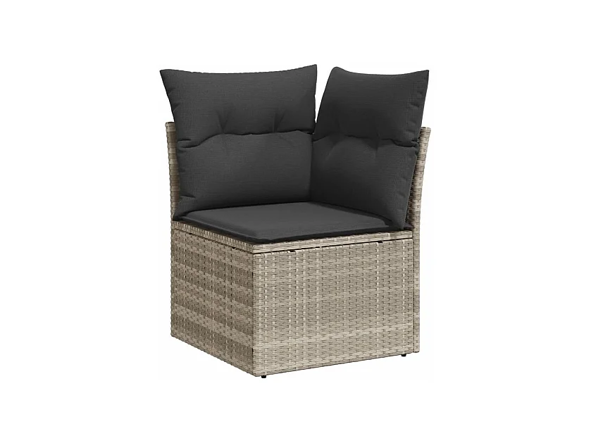 Salon de jardin avec coussins 10 pcs gris clair résine tressée