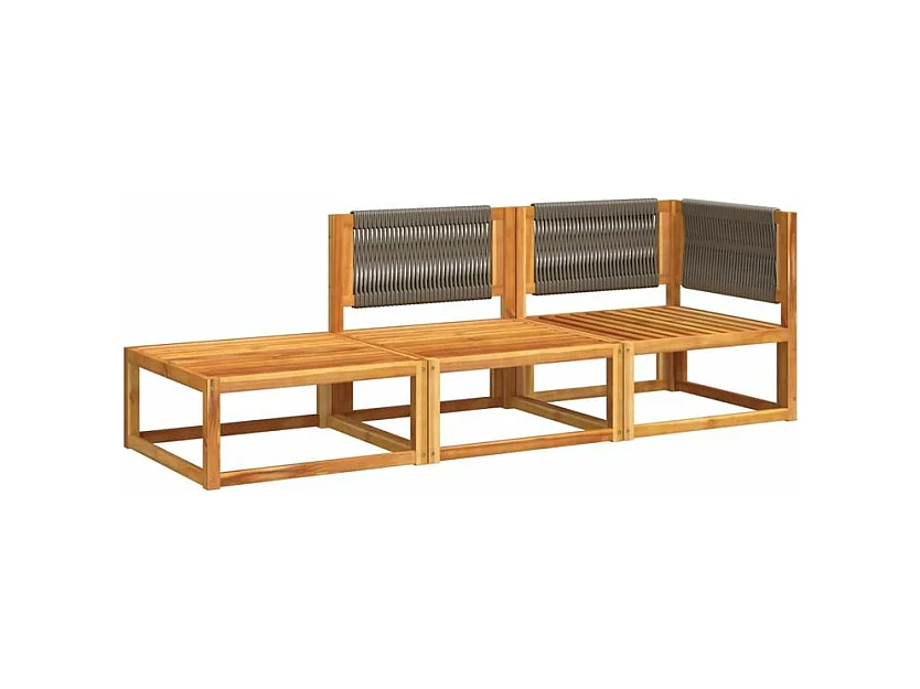 Salon de jardin avec coussins 3 pcs bois massif d'acacia