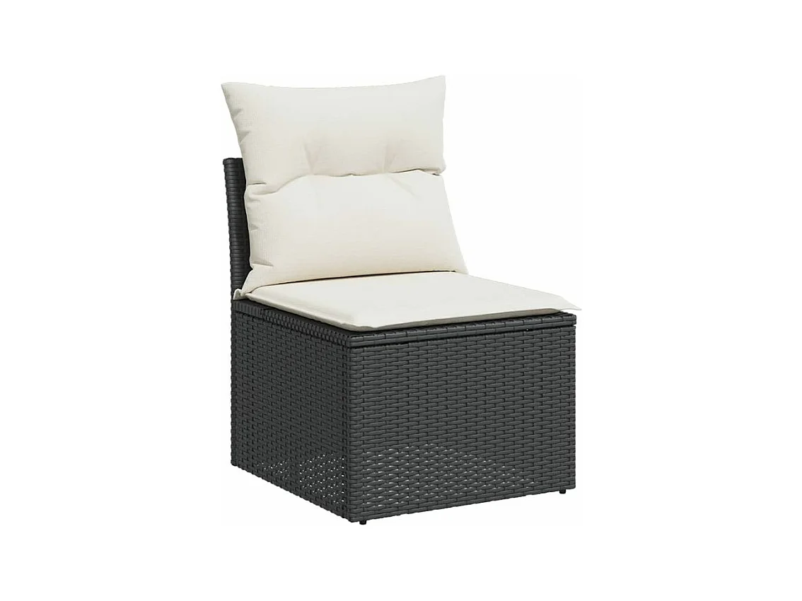 Salon de jardin 5 pcs avec coussins noir résine tressée