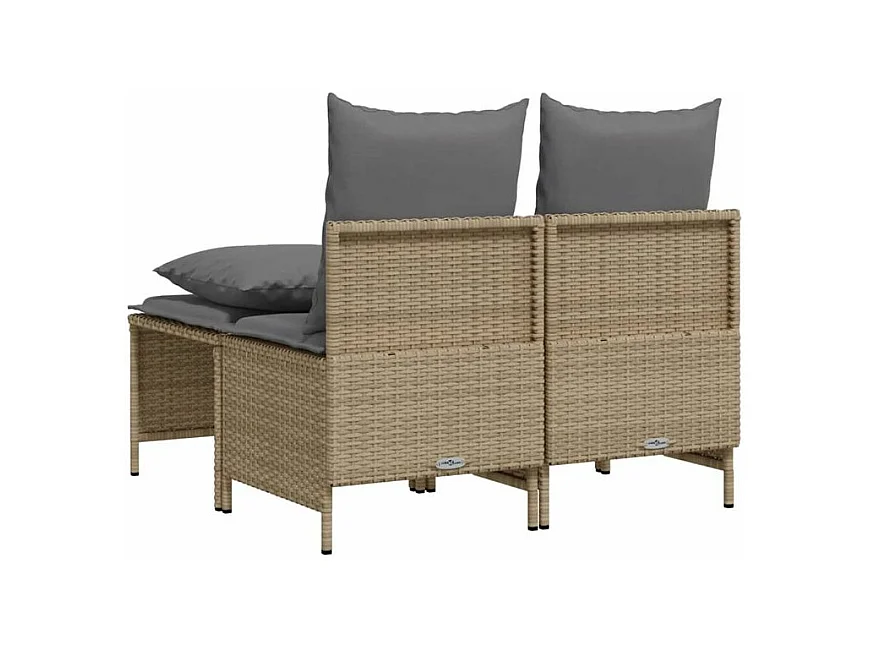 Salon de jardin avec coussins 4 pcs beige résine tressée