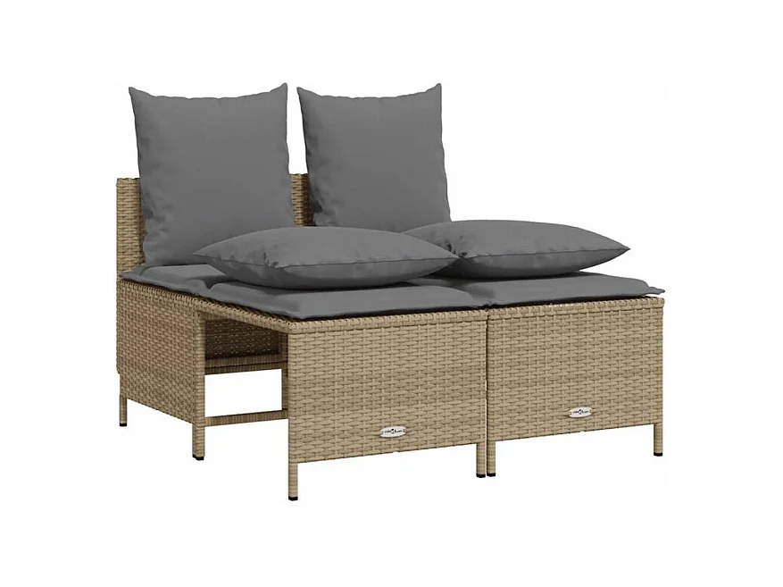 Salon de jardin avec coussins 4 pcs beige résine tressée