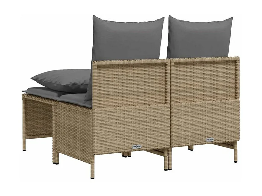 Salon de jardin avec coussins 4 pcs beige résine tressée