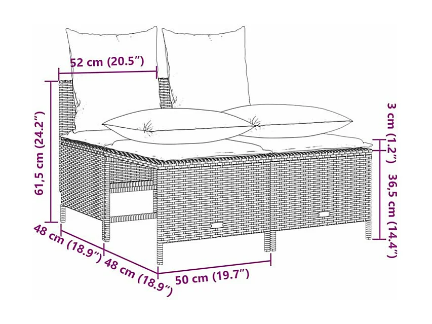 Salon de jardin avec coussins 4 pcs beige résine tressée