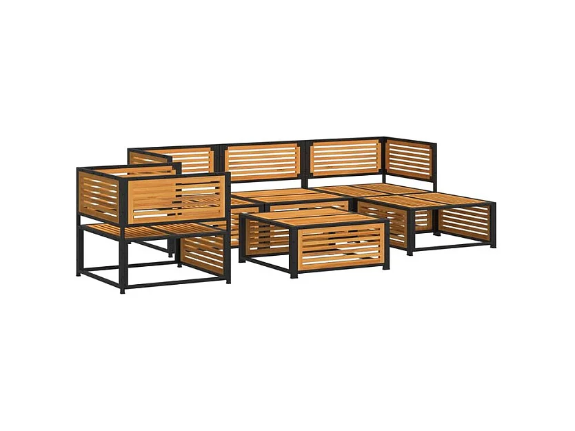 Salon de jardin avec coussins 6 pcs bois d'acacia solide