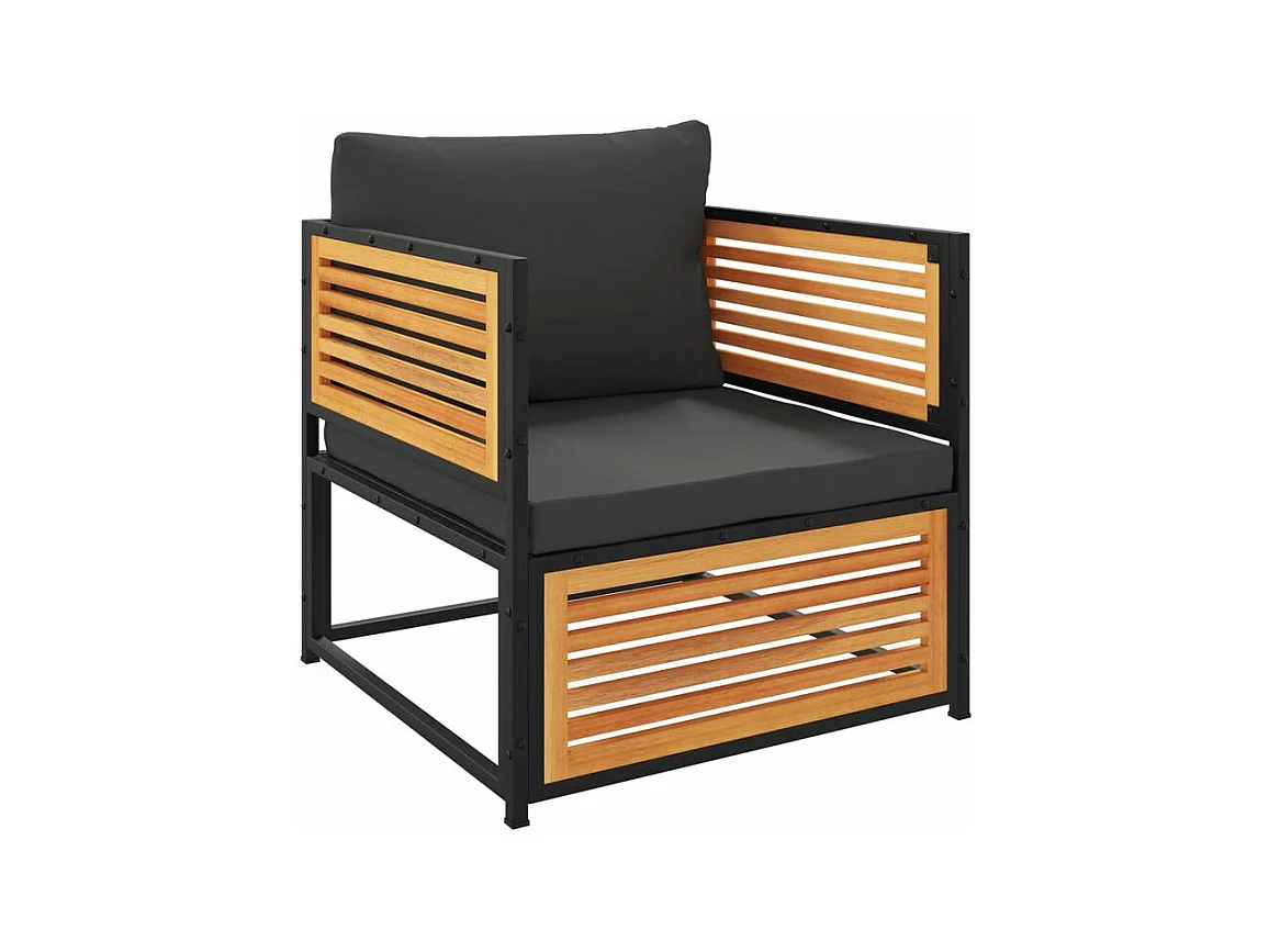 Salon de jardin avec coussins 6 pcs bois d'acacia solide