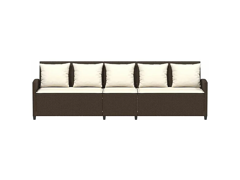 Canapé de jardin avec coussins 5 places brun résine tressée