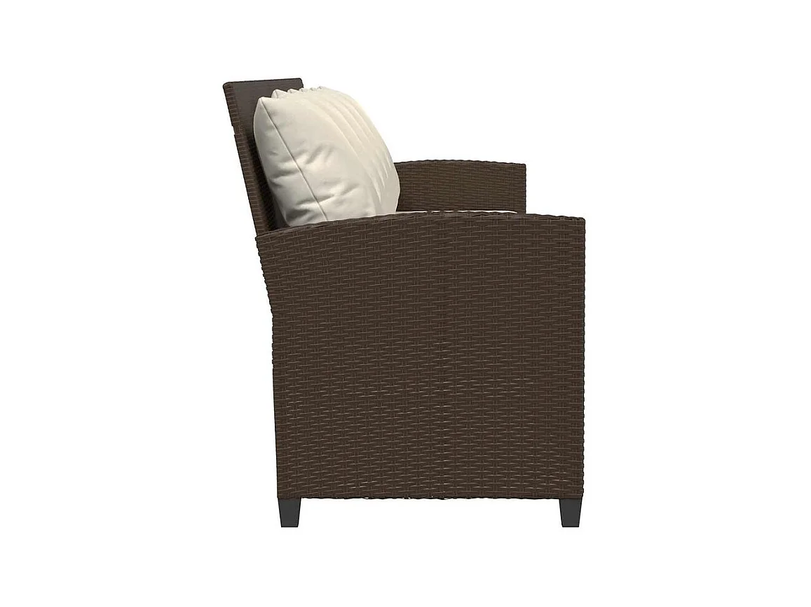 Canapé de jardin avec coussins 5 places brun résine tressée