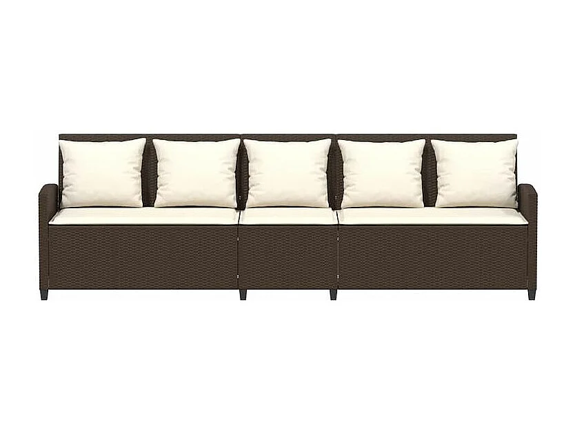 Canapé de jardin avec coussins 5 places brun résine tressée