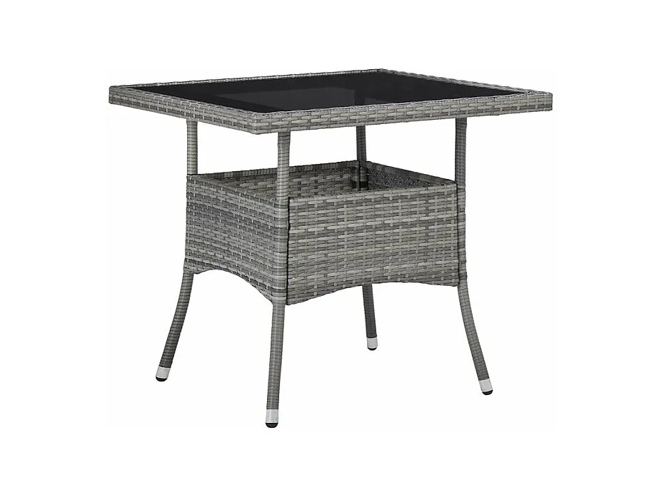 Meubles à dîner jardin 5pcs Résine tressée et verre trempé Gris