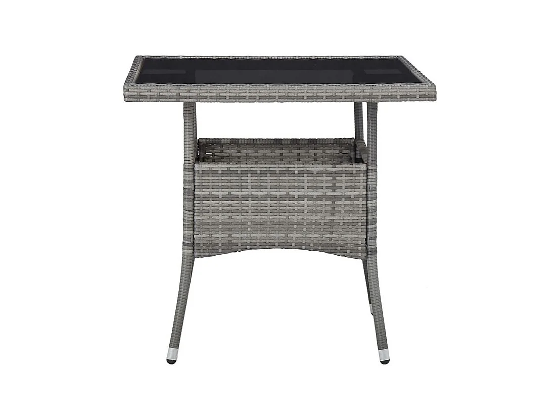 Meubles à dîner jardin 5pcs Résine tressée et verre trempé Gris