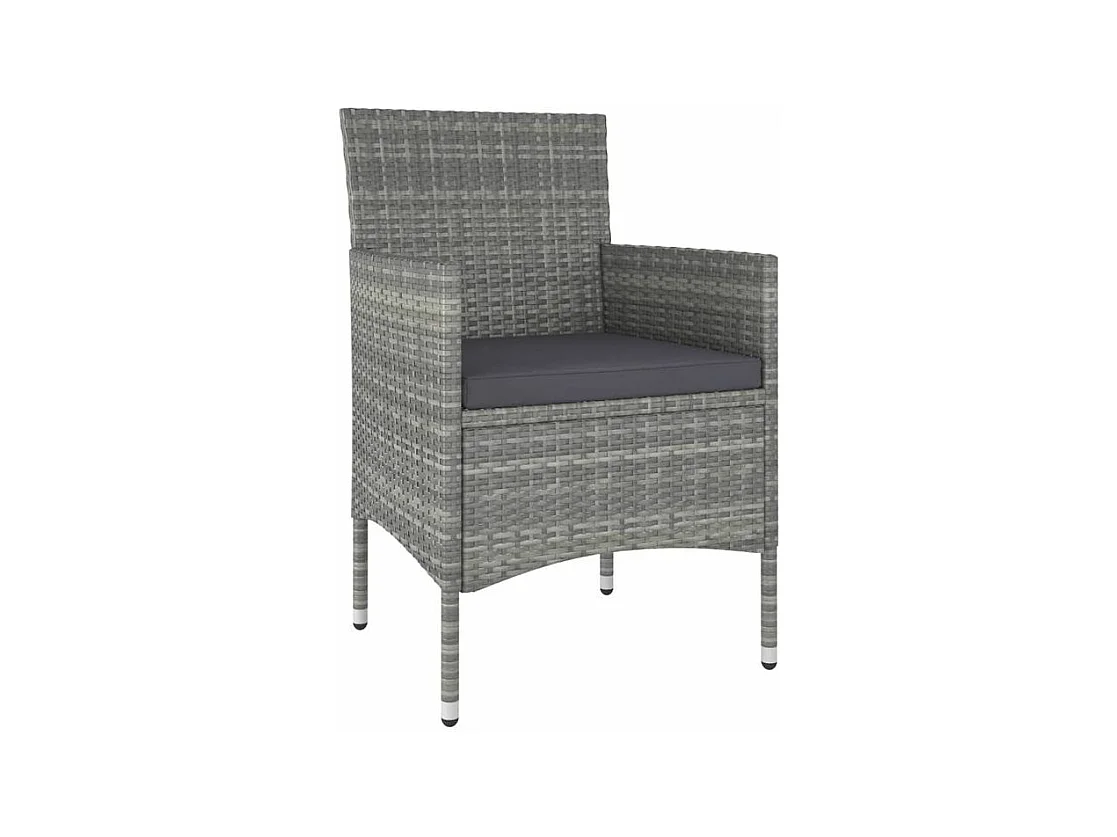 Meubles à dîner jardin 5pcs Résine tressée et verre trempé Gris