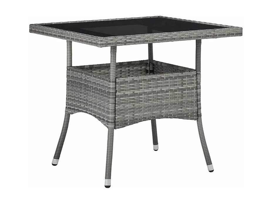 Meubles à dîner jardin 5pcs Résine tressée et verre trempé Gris