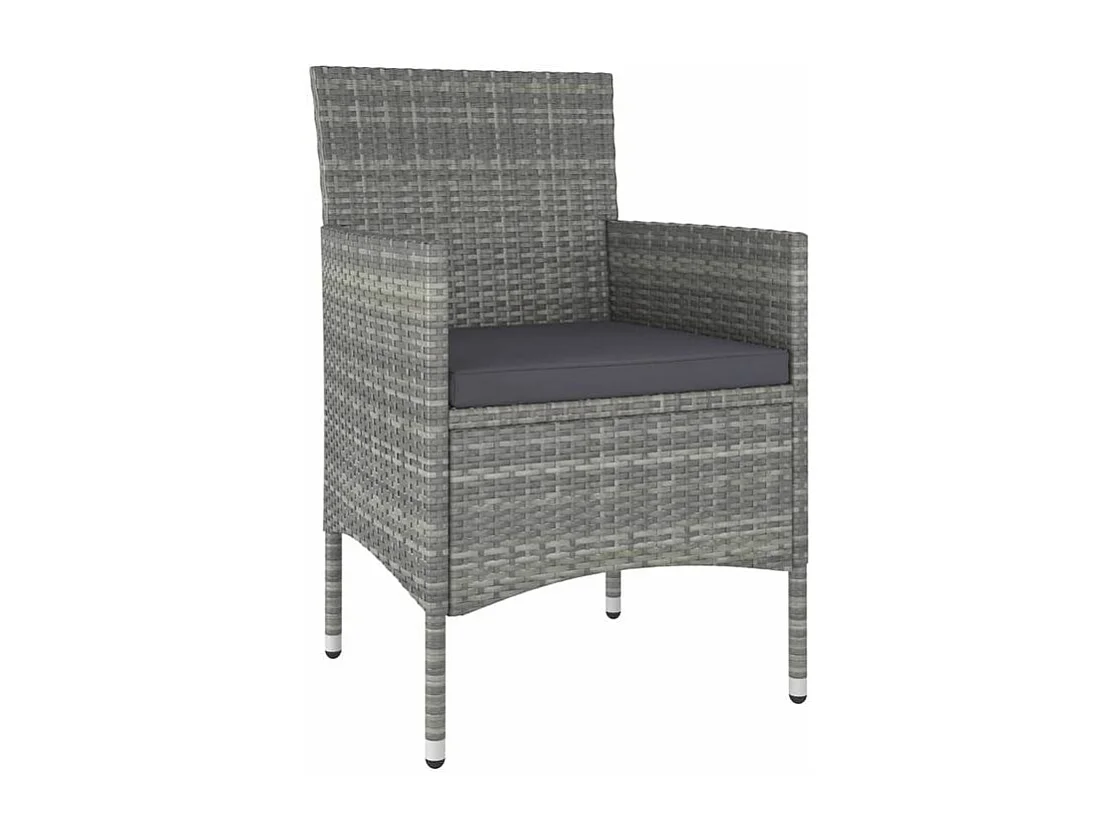 Meubles à dîner jardin 5pcs Résine tressée et verre trempé Gris