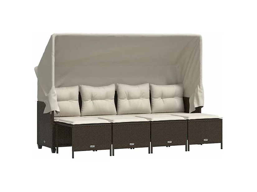 Salon de jardin avec coussins 5 pcs marron résine tressée