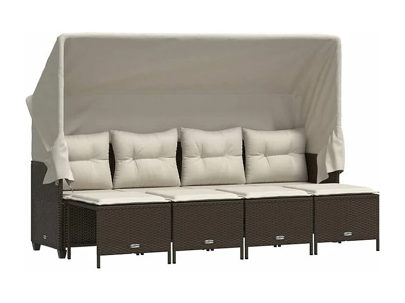 Salon de jardin avec coussins 5 pcs marron résine tressée